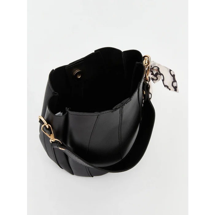 LCW ACCESSORIES Siyah Deri Görünümlü Kadın Omuz Çantası