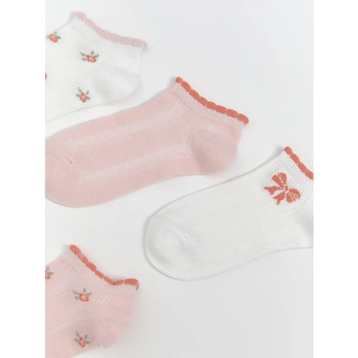 LCW Kids Pembe Desenli Kız Çocuk Patik Çorap 5li