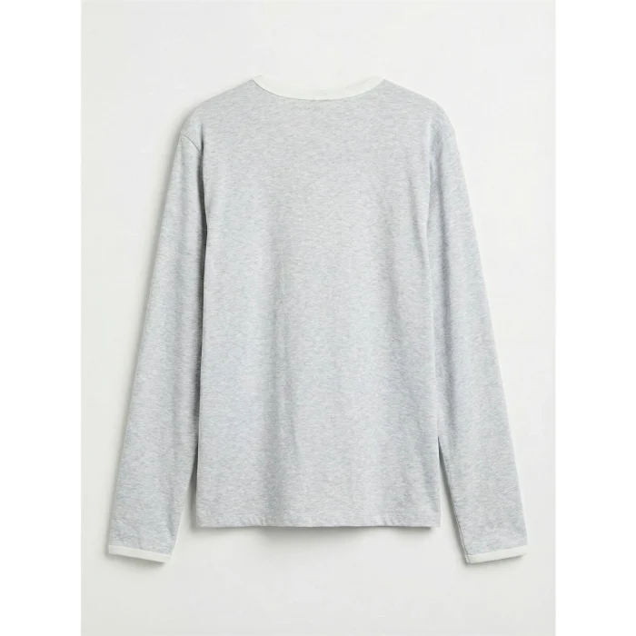 LCW Kids Gri Baskılı Uzun Kollu Kız Çocuk Tişört