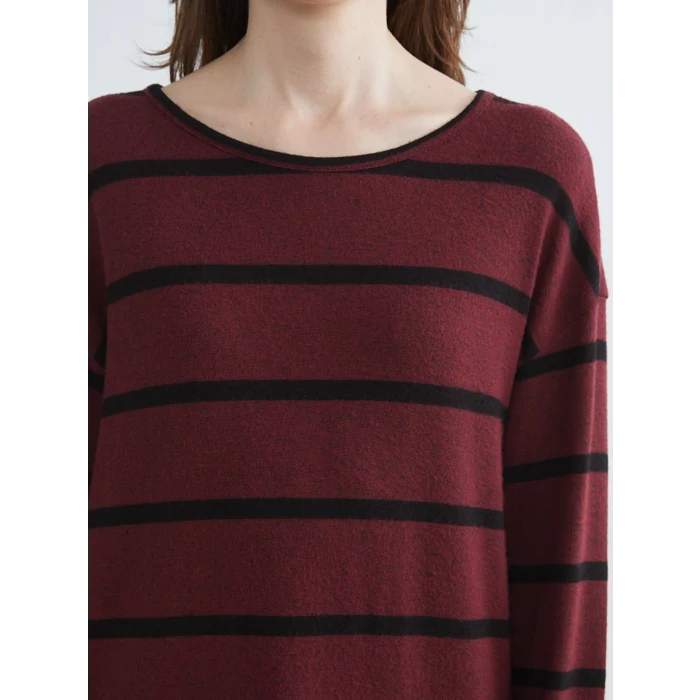 LCW Grace Siyah Bisiklet Yaka Çizgili Kadın Tişört