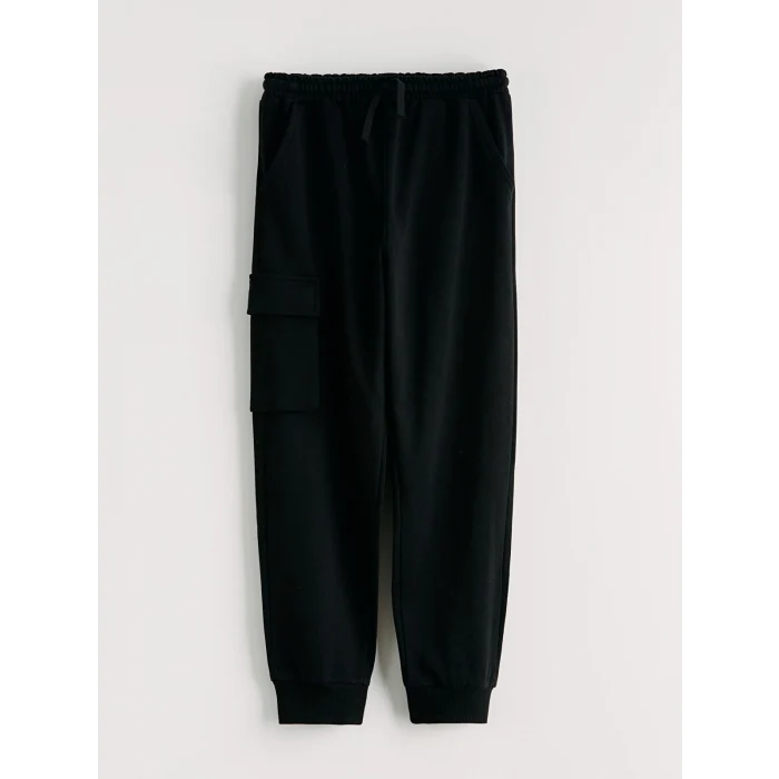 LCW Kids Siyah Beli Lastikli Erkek Çocuk Kargo Eşofman Altı