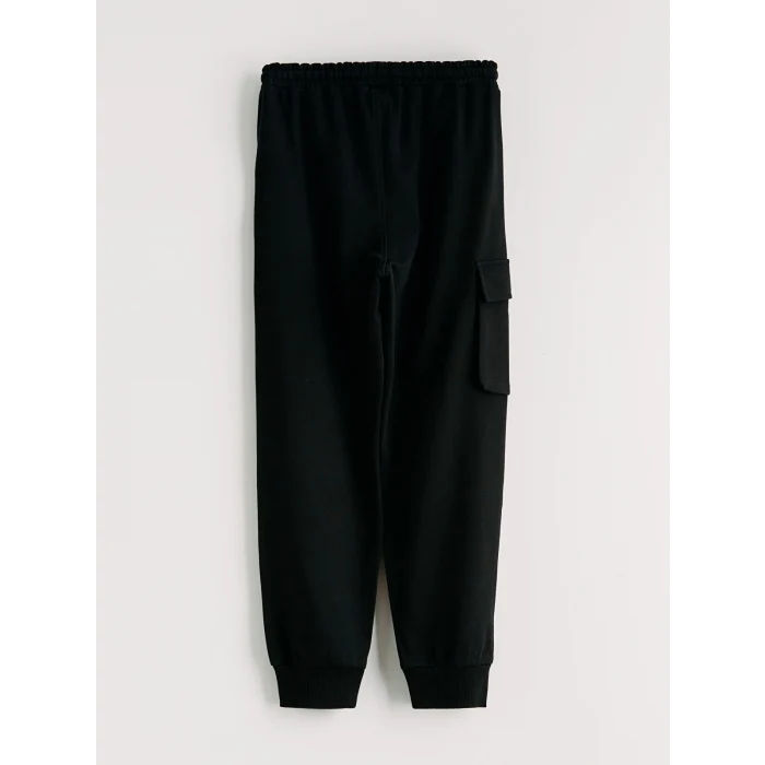 LCW Kids Siyah Beli Lastikli Erkek Çocuk Kargo Eşofman Altı