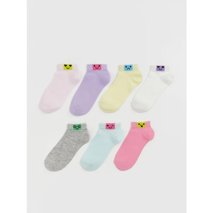 LCW Kids Pembe Desenli Kız Çocuk Patik Çorap 7li