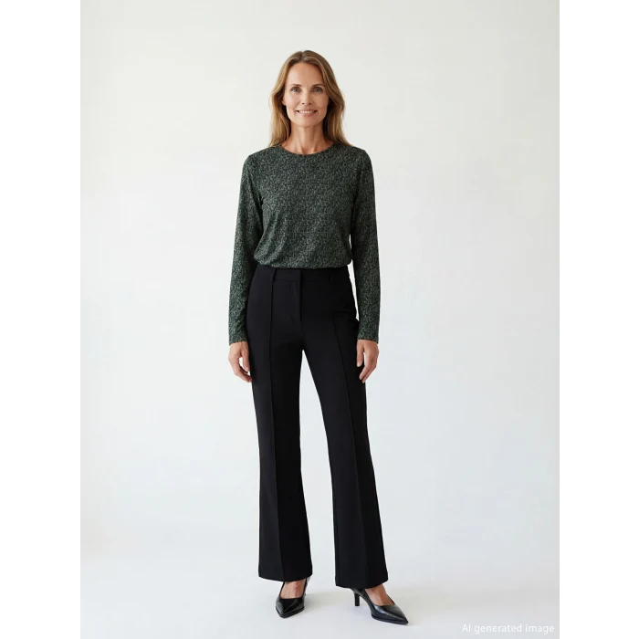 LCW Grace Yeşil Bisiklet Yaka Desenli Bluz