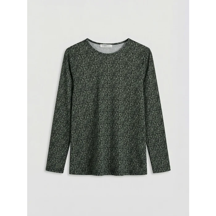 LCW Grace Yeşil Bisiklet Yaka Desenli Bluz