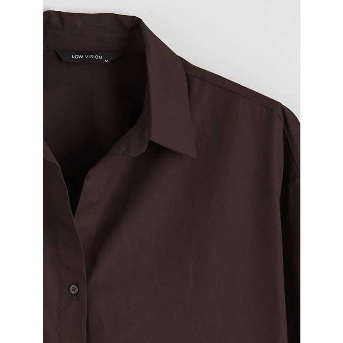 LCW Vision Kahverengi Poplin Kadın Gömlek