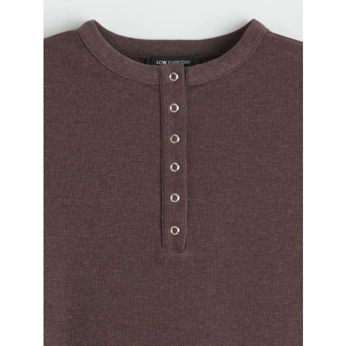 LCWAIKIKI Classic Kahverengi Bisiklet Yaka Fitilli Kadın Body