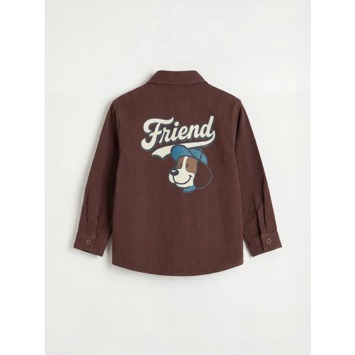 LCW Kids Kahverengi Nakışlı Erkek Çocuk Gabardin Gömlek