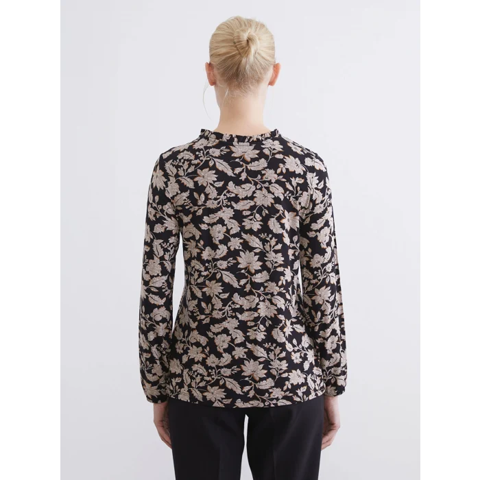 LCW Grace Siyah Bağlamalı Yaka Çiçekli Bluz