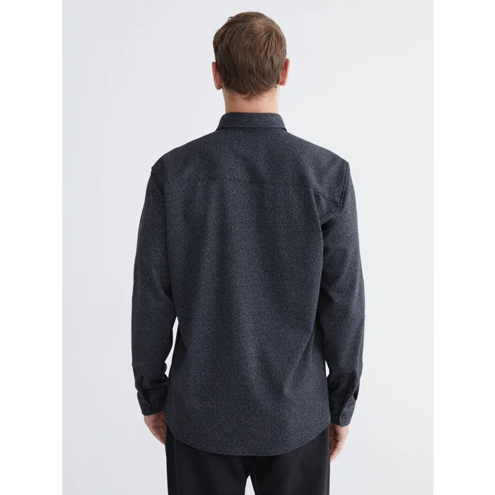 LCW Vision Siyah Regular Fit Uzun Kollu Armürlü Erkek Gömlek