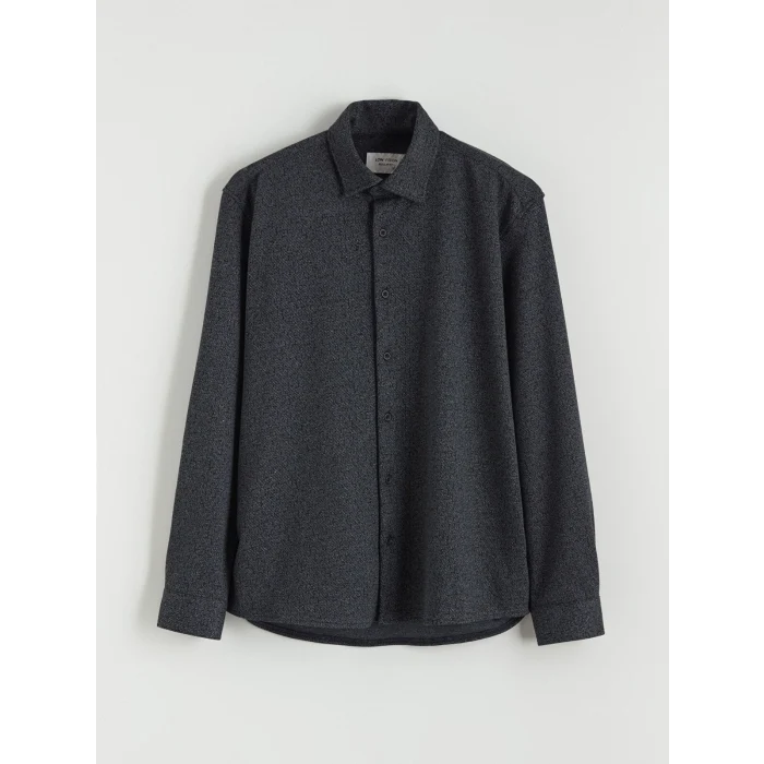 LCW Vision Siyah Regular Fit Uzun Kollu Armürlü Erkek Gömlek