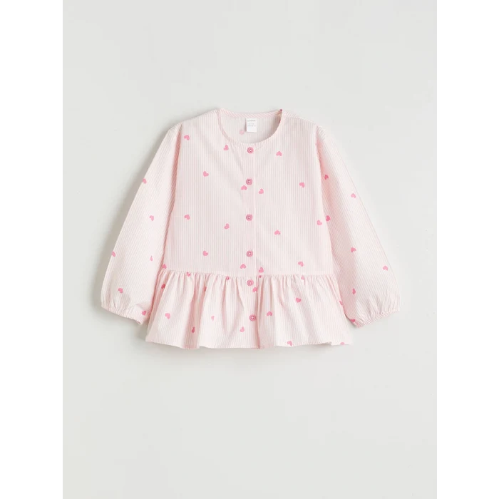 LCW Kids Pembe Baskılı Poplin Kız Çocuk Gömlek ve Süveter