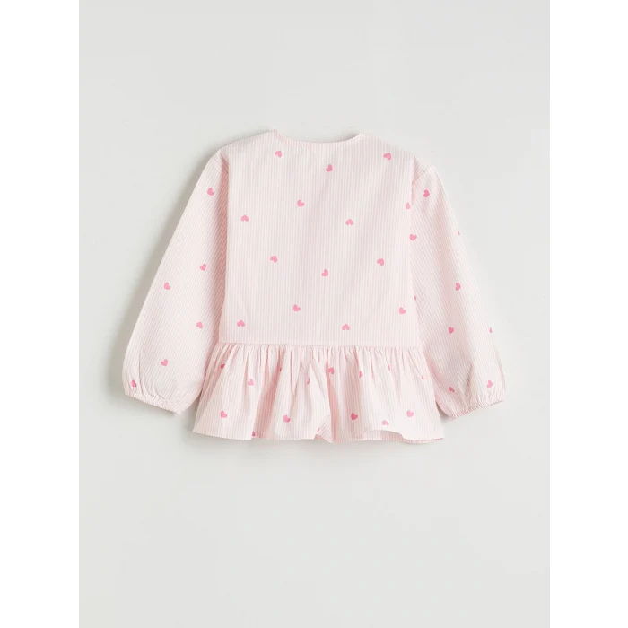 LCW Kids Pembe Baskılı Poplin Kız Çocuk Gömlek ve Süveter