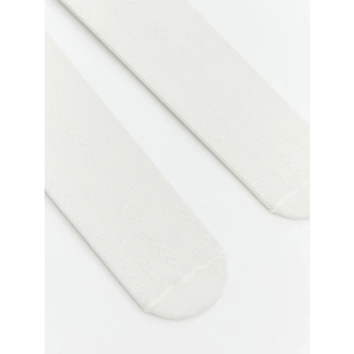 LCW baby Beyaz Kız Bebek Triko Külotlu Çorap 2li