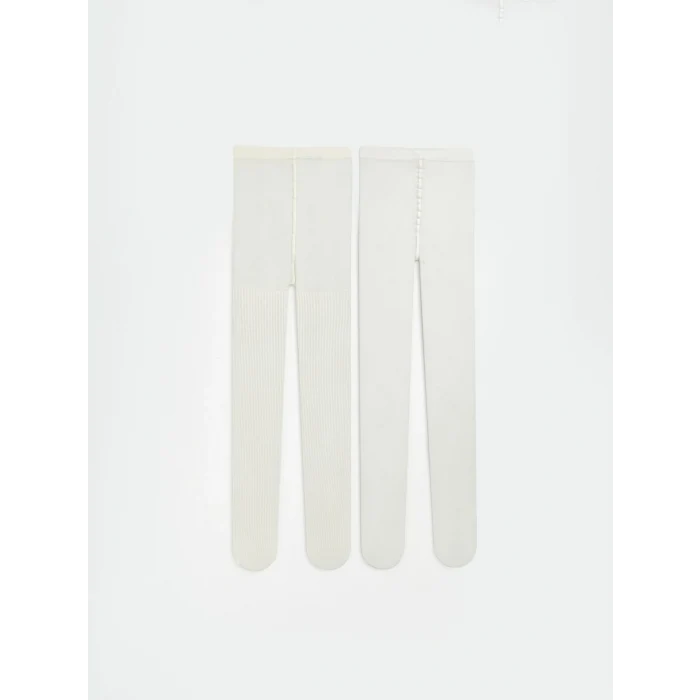 LCW baby Beyaz Kız Bebek Külotlu Çorap 2li