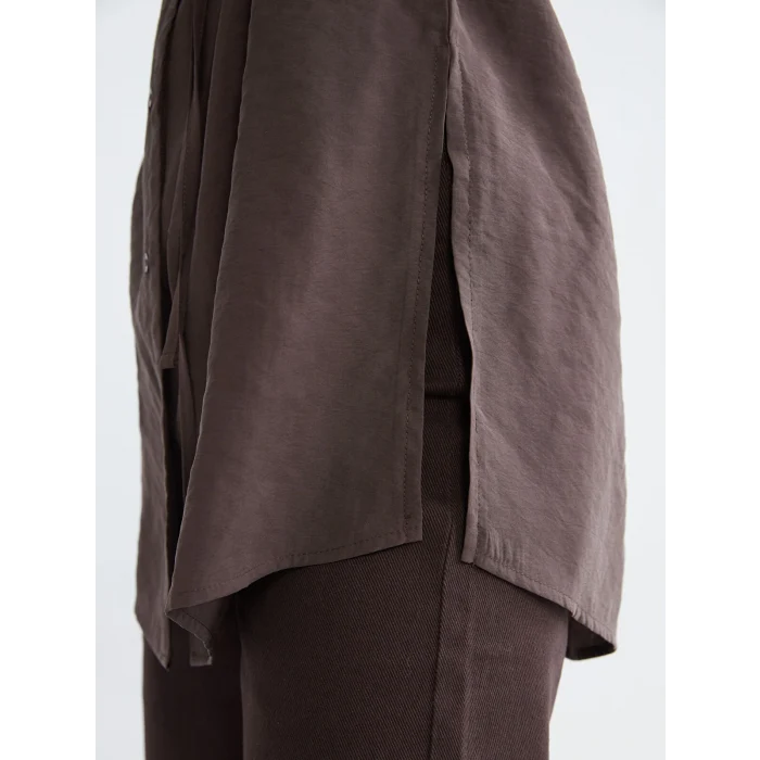 LCW Modest Kahverengi Bağlama Detaylı Kadın Gömlek Tunik