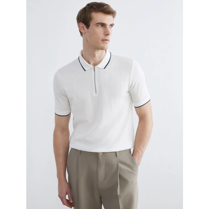 LCWAIKIKI Classic Beyaz Polo Yaka Erkek Tişört