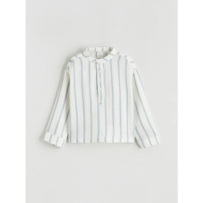LCW baby Ekru Hakim Yaka Çizgili Erkek Bebek Gömlek ve Pantolon