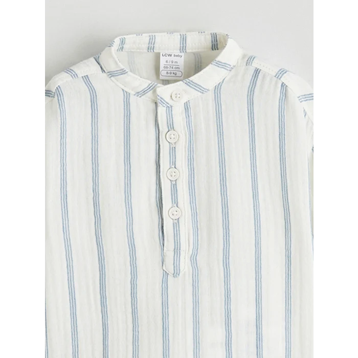 LCW baby Ekru Hakim Yaka Çizgili Erkek Bebek Gömlek ve Pantolon