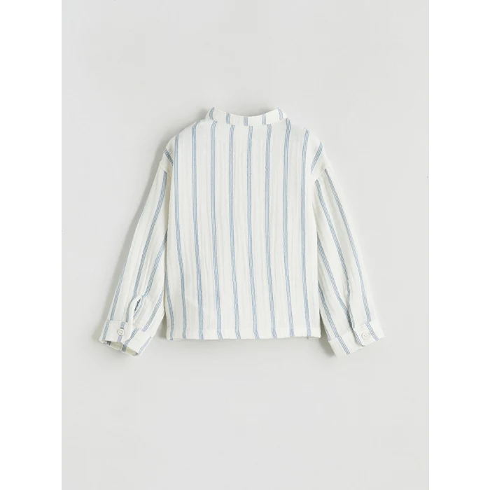 LCW baby Ekru Hakim Yaka Çizgili Erkek Bebek Gömlek ve Pantolon