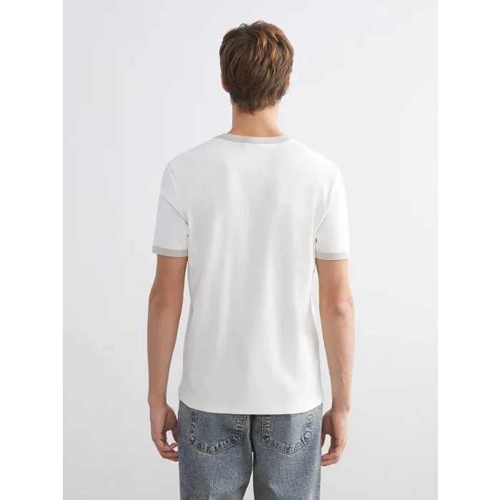 XSIDE Ekru Bisiklet Yaka Baskılı Penye Erkek Tişört