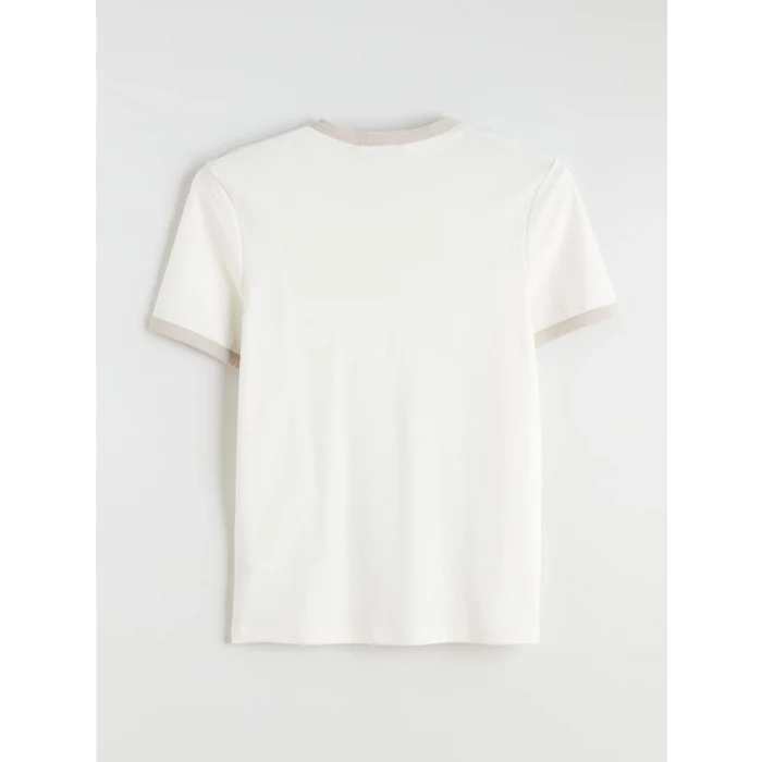 XSIDE Ekru Bisiklet Yaka Baskılı Penye Erkek Tişört