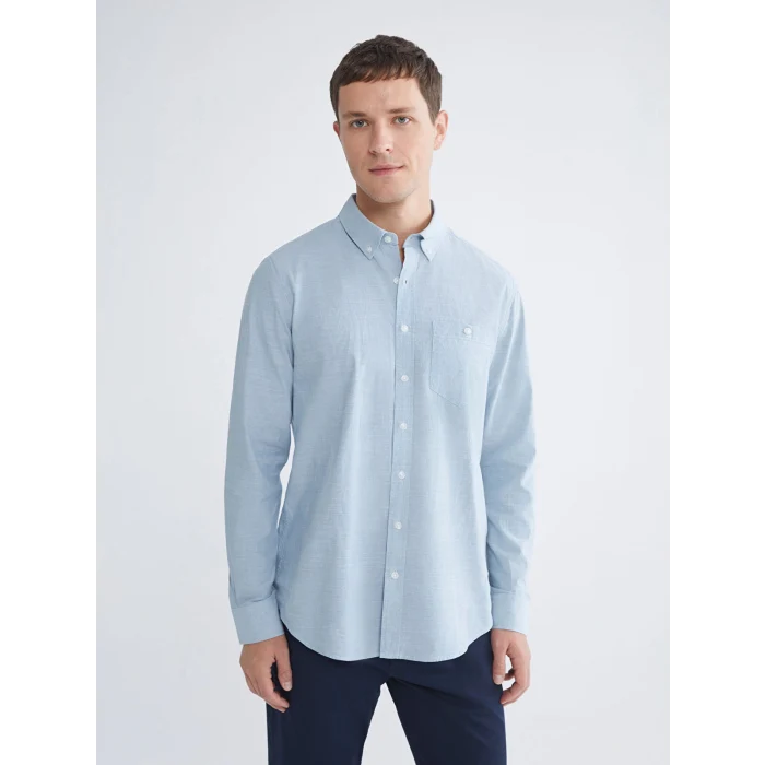 LCWAIKIKI Classic Mavi Regular Fit Uzun Kollu Erkek Gömlek