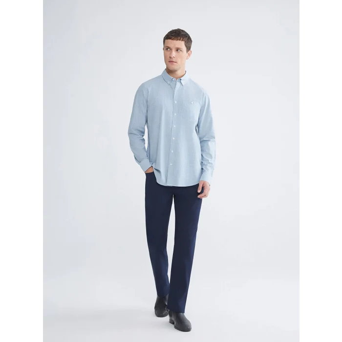 LCWAIKIKI Classic Mavi Regular Fit Uzun Kollu Erkek Gömlek