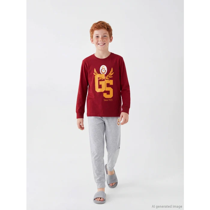 LCW Kids Kırmızı Galatasaray Baskılı Erkek Çocuk Pijama Takım