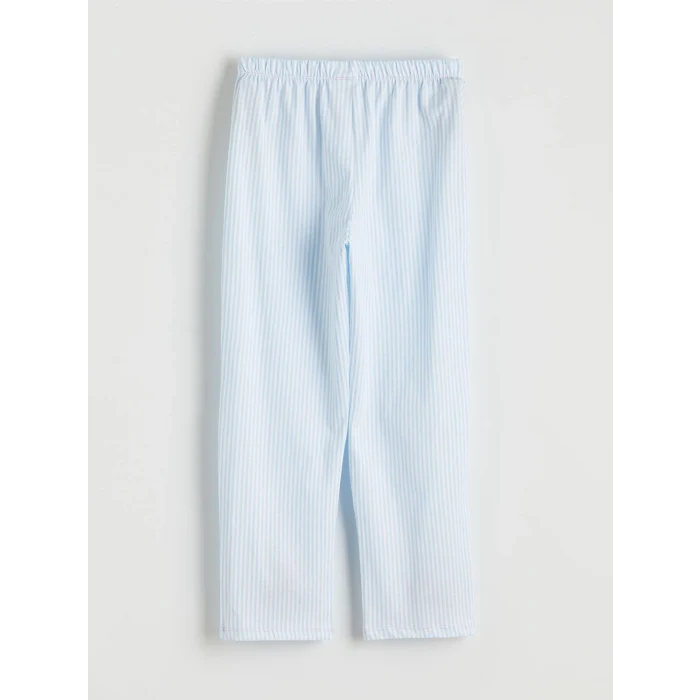 LCW Kids Beyaz Çizgili Gömlek Yaka Kız Çocuk Pijama Takım