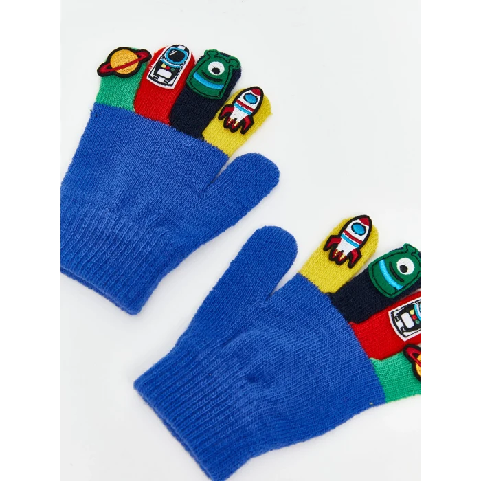 LCW ACCESSORIES Mavi Baskılı Erkek Çocuk Triko Eldiven