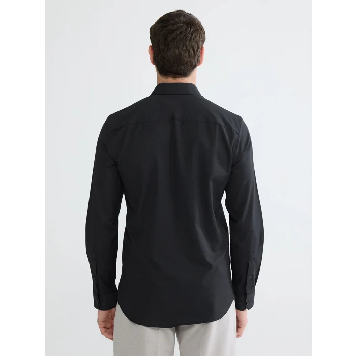 LCWAIKIKI Classic Siyah Slim Fit Armürlü Erkek Gömlek