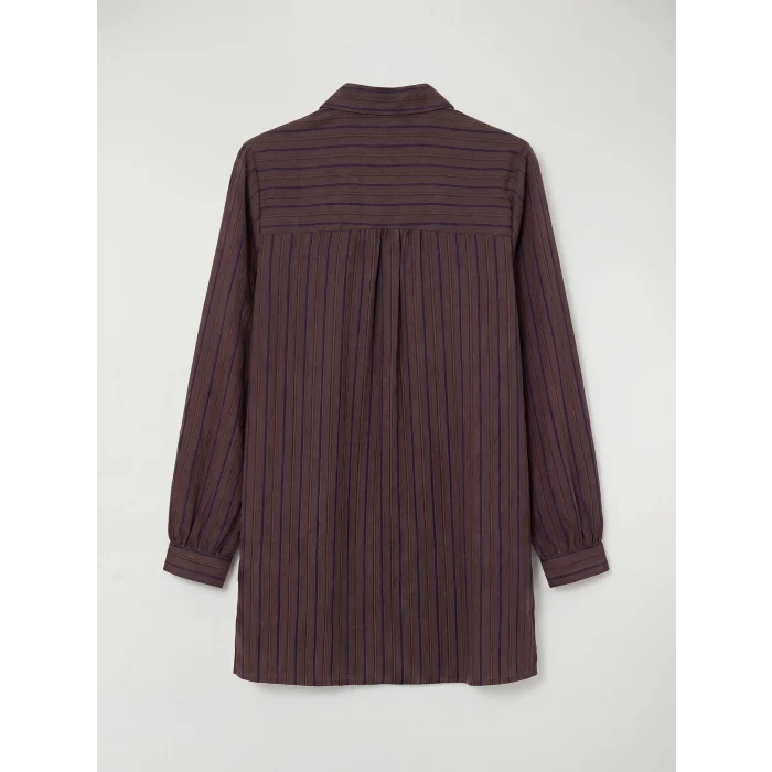 LCWAIKIKI Classic Lacivert Çizgili Oversize Armürlü Kadın Gömlek Tunik