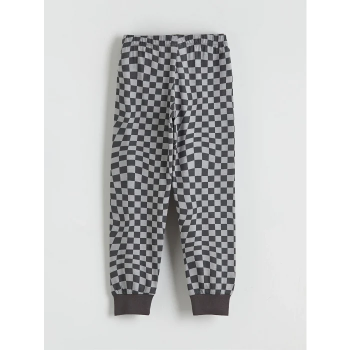 LCW Kids Ekru Bisiklet Yaka Baskılı Erkek Çocuk Pijama Takımı