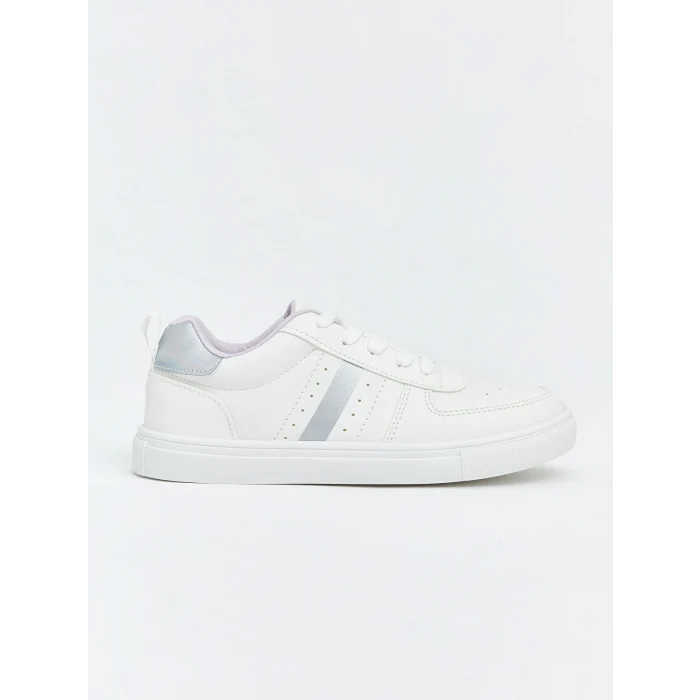 LCW STEPS Beyaz Deri Görünümlü Kız Çocuk Spor Ayakkabı