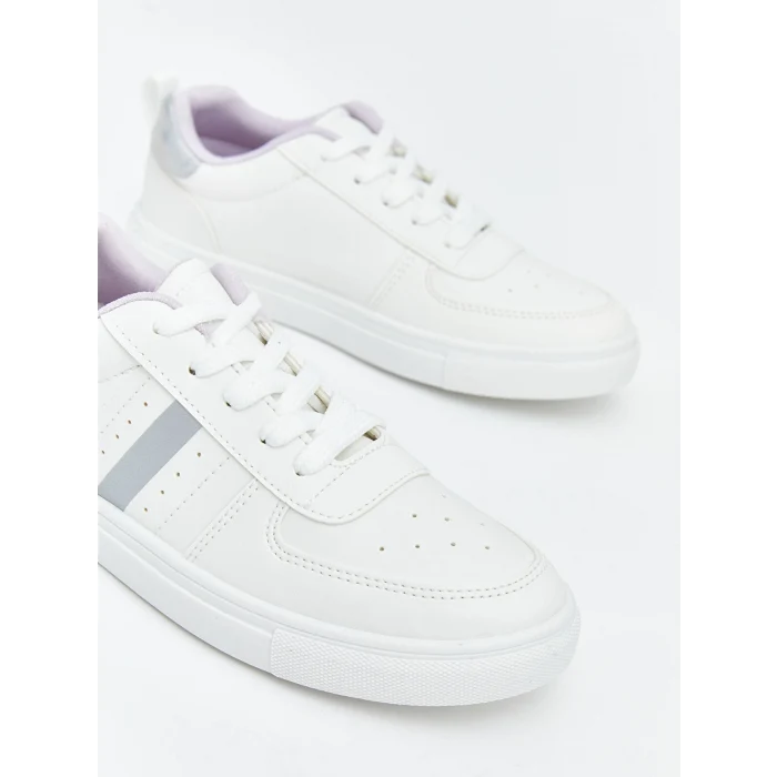 LCW STEPS Beyaz Deri Görünümlü Kız Çocuk Spor Ayakkabı