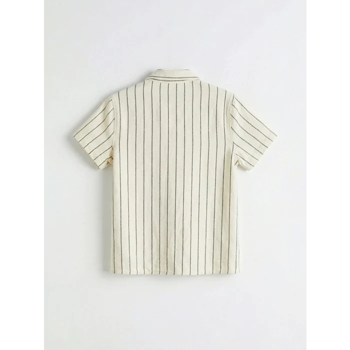 LCW Kids Bej Kısa Kollu Çizgili Erkek Çocuk Gömlek ve Pantolon