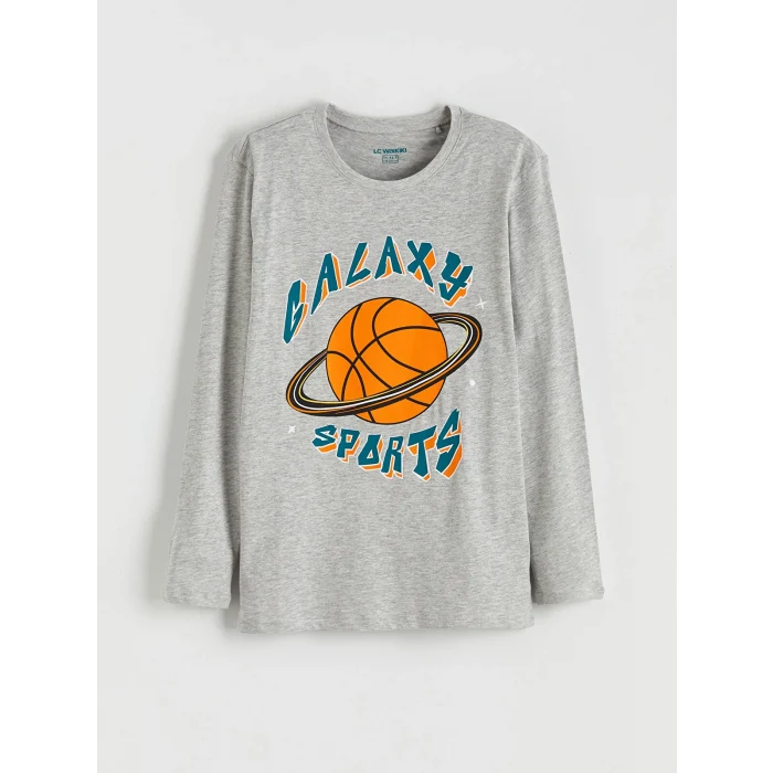 LCW Kids Gri Baskılı Erkek Çocuk Pijama Takımı