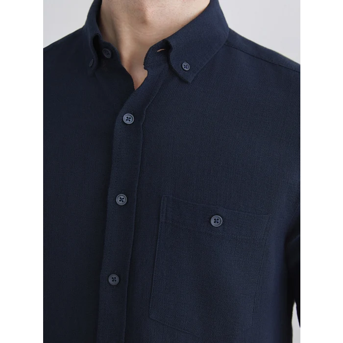 LCWAIKIKI Classic Lacivert Regular Fit Kısa Kollu Erkek Gömlek