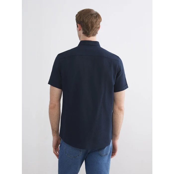 LCWAIKIKI Classic Lacivert Regular Fit Kısa Kollu Erkek Gömlek