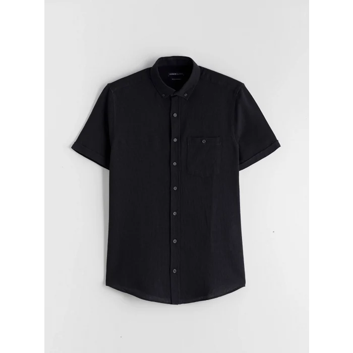 LCWAIKIKI Classic Lacivert Regular Fit Kısa Kollu Erkek Gömlek