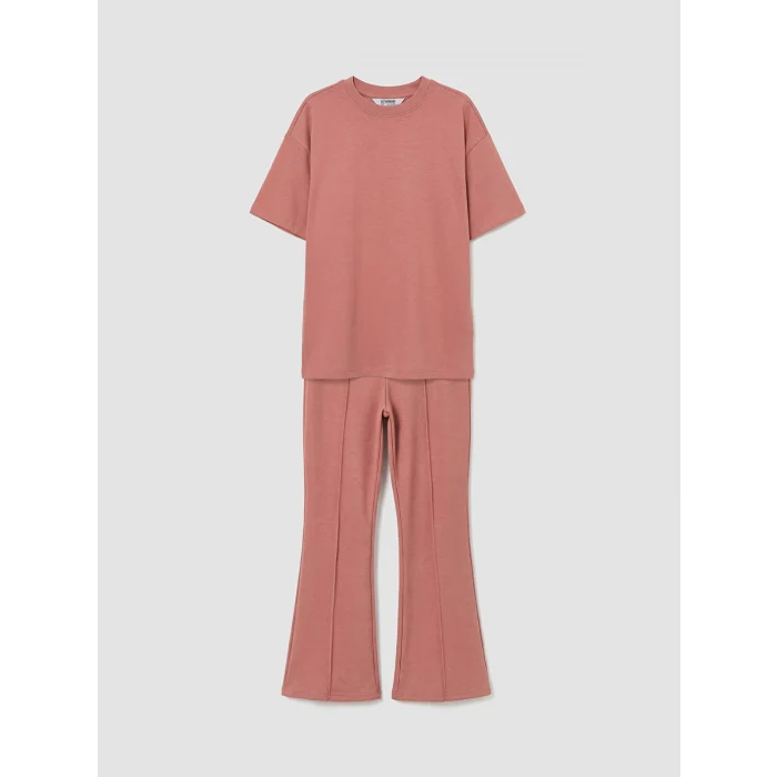 LCW Kids Pembe Kız Çocuk Kısa Kollu Soft Touch Tişört ve Tayt