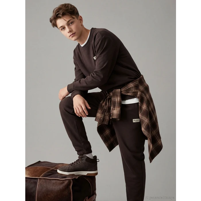 LCW Kids Kahverengi Beli Lastikli Erkek Çocuk Jogger Eşofman Altı