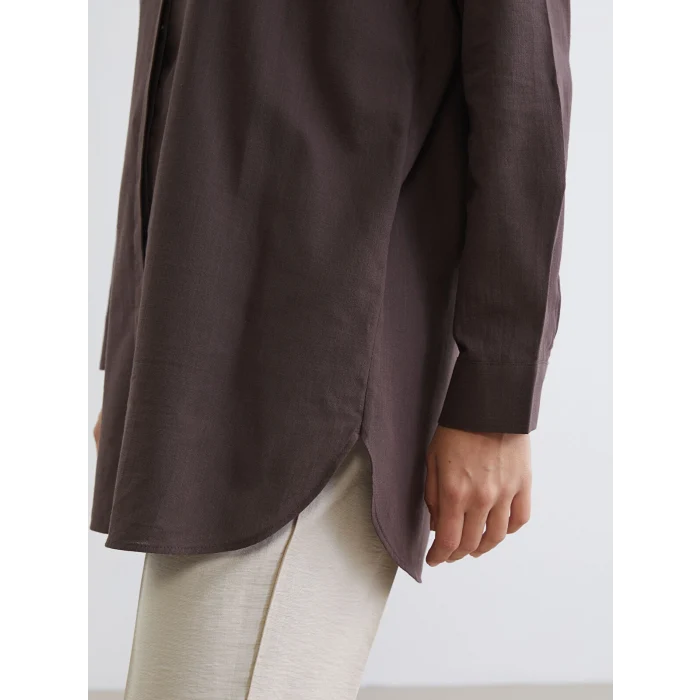 LCW Modest Kahverengi Dokulu Kadın Gömlek Tunik