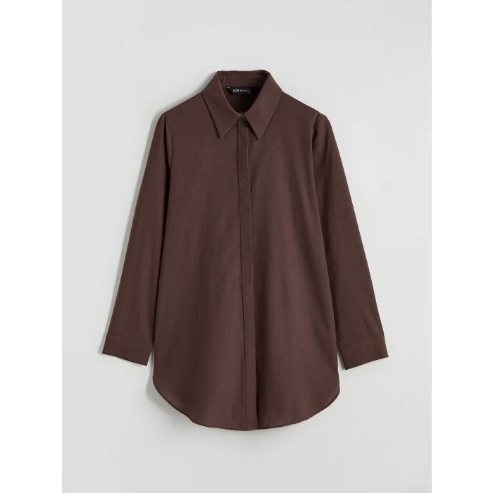 LCW Modest Kahverengi Dokulu Kadın Gömlek Tunik