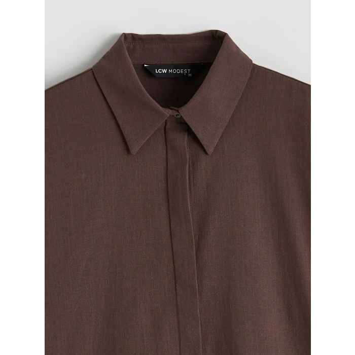 LCW Modest Kahverengi Dokulu Kadın Gömlek Tunik
