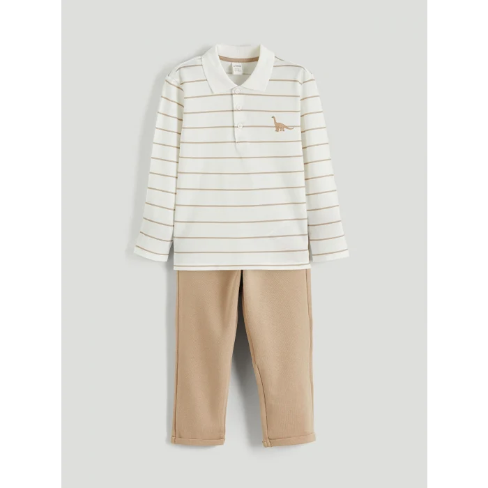 LCW Kids Ekru Polo Yaka Erkek Çocuk Tişört ve Pantolon