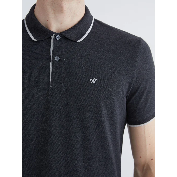 LCWAIKIKI Classic Antrasit Polo Yaka Düz Erkek Tişört