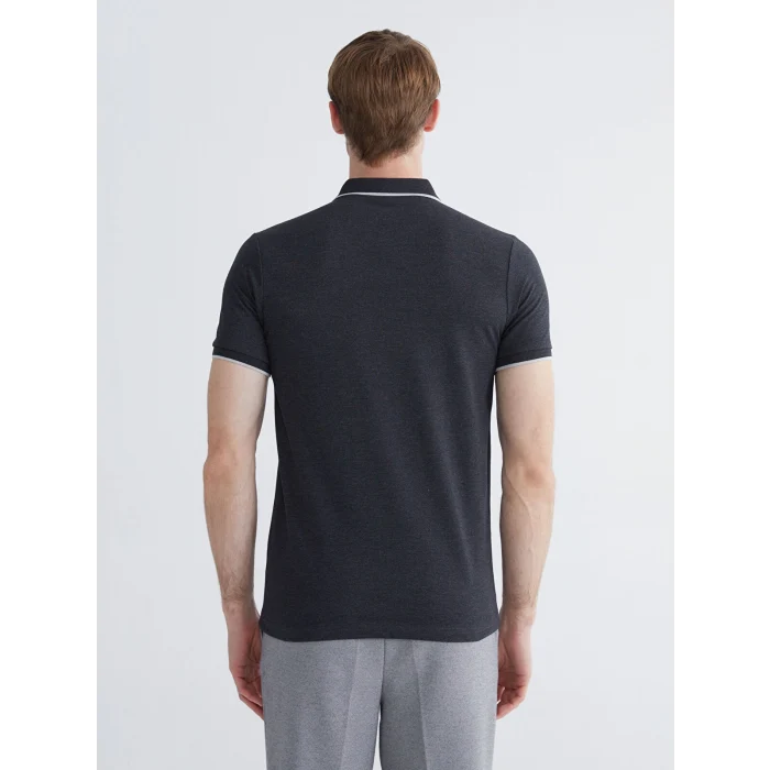 LCWAIKIKI Classic Antrasit Polo Yaka Düz Erkek Tişört