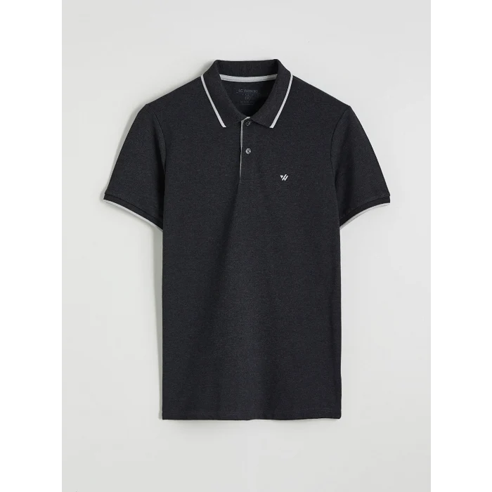 LCWAIKIKI Classic Antrasit Polo Yaka Düz Erkek Tişört